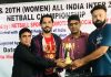 Akash Batra receiving the title trophy from chief guest at New Delhi.