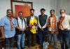 BJP Sports Cell's office bearers posing a group photograph with Union Minister, Anurag Thakur at Srinagar.