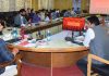 Union MoS for Youth Affairs and Sports, Nisith Pramanik chairing a meeting at Pulwama on Sunday.