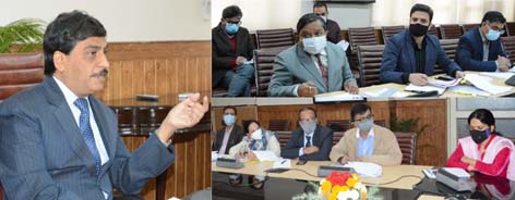 Chief Secretary chairing a meeting at Srinagar on Monday.