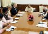 Union Minister Dr Jitendra Singh holding a meeting with the European Union (EU) delegation led by Ambassador Ugo Astuto at North Block, New Delhi on Wednesday.