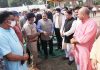 Union Minister, Dr Jitendra Singh reviewing arrangements with officers at Bhagwati Nagar rally ground on Friday. — Excelsior/Rakesh