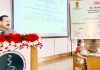 Union Minister Dr Jitendra Singh addressing the faculty and students at the National Institute of Plant Genome Research (NIPGR), Aruna Asaf Ali Marg, New Delhi on Friday.