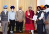 Sikh delegation submitting memorandum to Lt. Governor at Srinagar.