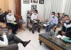 Advisor Farooq Khan chairing a meeting in Jammu on Thursday.