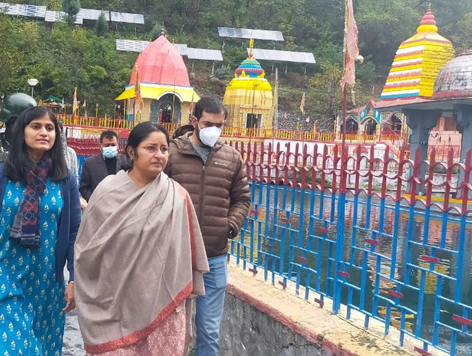 Union Minister of State for Education, Annpurna Devi during visit to Sun temple on Sunday.