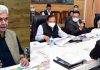 Lt Governor Manoj Sinha chairing a meeting on Saturday.