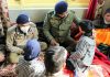 DGP Dilbag Singh meeting family members of the cop killed by the militants.