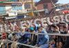 Senior AICC leader Ghulam Nabi Azad addressing large public rally at Doda town on Monday. —Excelsior/Rafi Choudhary