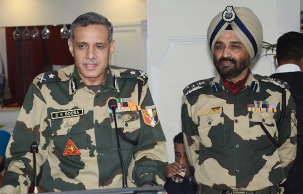 IG BSF Jammu Frontiers DK Boora addressing a press conference in Jammu on Tuesday.