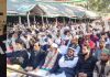 AICC leader Ghulam Nabi Azad addressing large public rally at Ramban on Saturday. —Excelsior/Parvaiz Mir