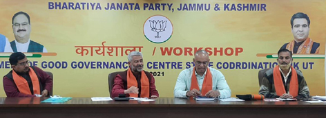 BJP leaders at a workshop in Jammu on Sunday.