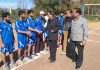 Professor GM Malik, Dean of Education BGSBU interacting with players at Rajouri during a Volleyball tournament.