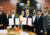 Union Minister for Science & Technology, Dr Jitendra Singh and Vietnam Environment Minister, Tran Hong Ha exchanging copies of the MoU after signing it during the delegation level talks between the two countries, at New Delhi on Friday.