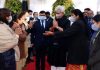 LG Manoj Sinha being greeted by JMC councillors during ‘Adopt-A-Park’ programme in Jammu on Saturday.