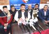 AJKPC president, Anil Sharma talking to media persons in Jammu on Wednesday. —Excelsior/Rakesh