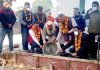 Former Minister, Sat Sharma and corporator, Sanjay Baru kick starting construction of drains in Hazuri Bagh area of Talab Tiloo on Wednesday.