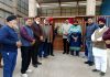 JMC Mayor, Chander Mohan Gupta and others posing for photograph after inaugurating Garbage Transfer Station in Jammu on Thursday.