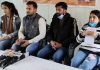 ABVP office bearers during press conference at Jammu on Thursday.