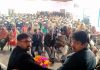 JKPYC chief Uday Chib & Cong leader Satish Sharma at a meeting in Khour on Friday.