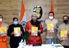 Lieutenant Governor Manoj Sinha and other dignitaries releasing book in Jammu on Tuesday.