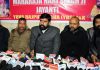 YRS president Rajan Singh addressing a press conference at Jammu on Friday. -Excelsior/Rakesh