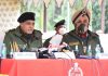 IG BSF Jammu D K Boora addressing a press conference in Jammu on Monday.