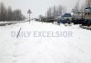 Heavy snow accumulated on Jammu-Srinagar National Highway at Qazigund in Kashmir on Sunday morning. -Excelsior/Sajad Dar