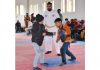 Participants in action during a match of Open South Kashmir Pencak Silat Championship.