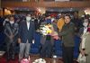 Director YS&S presenting bouquet to Principal Secy Alok Kumar during inaugural ceremony of Youth Festival at Jammu Universiry.