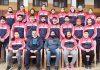 Fencing teams' players posing for a group photograph with Director Dr Daud Iqbal Baba at University of Jammu.