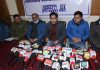 JKPEECC leaders at a joint press conference in Jammu on Friday. - Excelsior/Rakesh