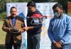 Union Minister Dr Jitendra Singh, flanked by members of Indian StartUp "Botlab", witnessing 1,000 Drone Show demonstration to be performed during "Beating Retreat" ceremony, at New Delhi on Friday.