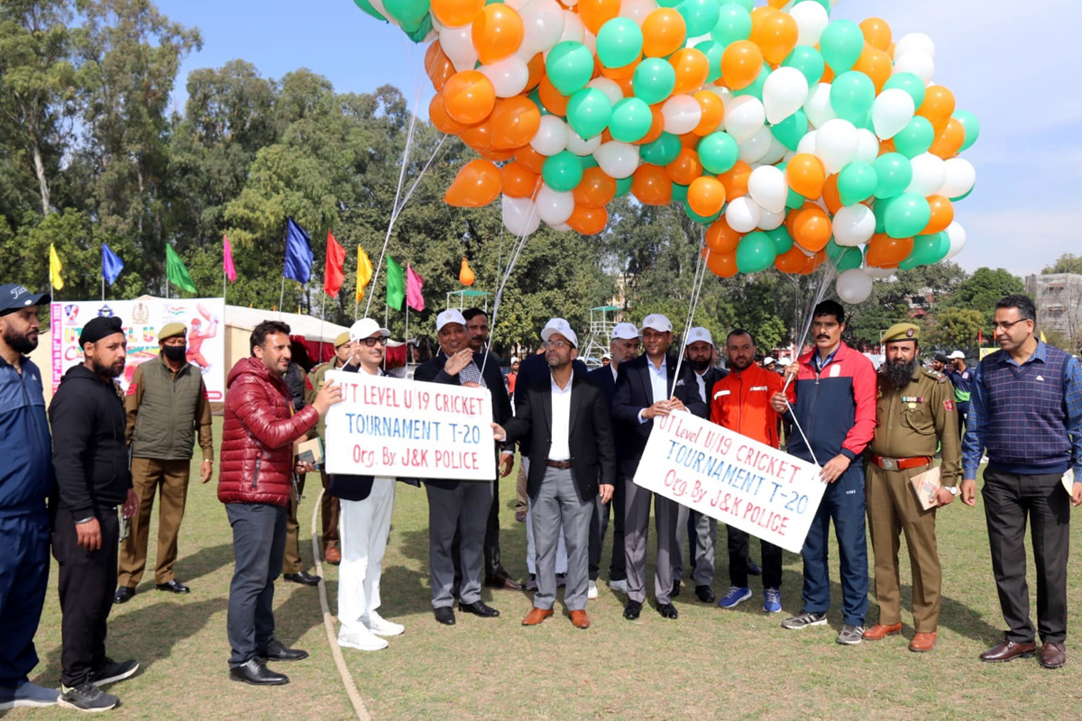 ADGP Armed, S J M Gillani and other senior officers during inauguration of U-19 Cricket Tournament in Jammu.
