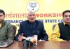 Senior BJP leader, Kuldeep Raj Gupta, party spokesman, Balbir Ram Rattan and media secretary, Dr Pardeep Mahotra at a press conference at Jammu on Thursday.