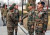 Northern Command chief Lt Gen Upendra Dwivedi meeting Army officials during visit to Kashmir on Wednesday.