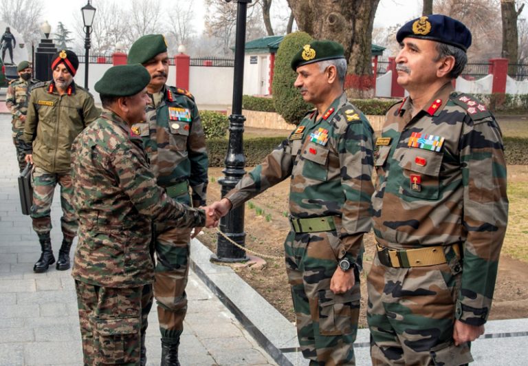 Northern Command chief Lt Gen Upendra Dwivedi meeting Army officials ...