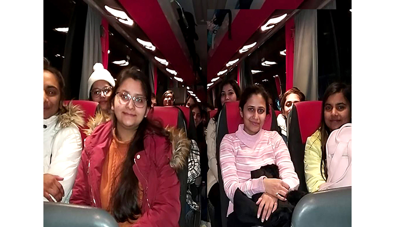 Indian nationals evacuated from Ukraine en-route to Bucharest in Romania on Saturday. (UNI)
