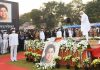 Prime Minister Narendra Modi paying tribute to late singer Lata Mangeshkar in Mumbai on Sunday.(UNI)