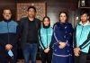 Secretary J&K Sports Council Nuzhat Gul, selected Fencers and others posing for group photograph.