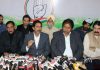 PCC leaders at a press conference in Jammu on Friday. -Excelsior/ Rakesh