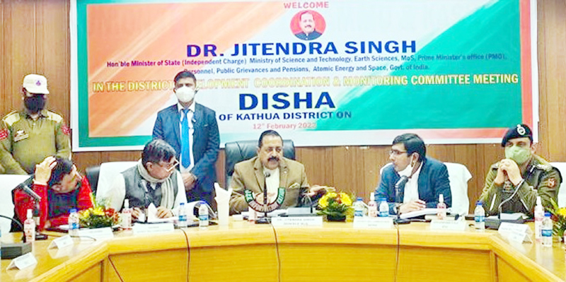 Union Minister Dr Jitendra Singh chairing a meeting at Kathua.