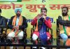 BJP president, Ravinder Raina with leaders of Party’s Minority Morcha at a meeting at Jammu on Saturday.
