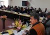 MP Jugal Kishore Sharma chairing DISHA meeting at Jammu on Friday.