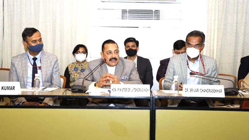 Union Minister Dr Jitendra Singh speaking at the 1st anniversary of the “Release of new Geospatial Guidelines”, at India International Centre, New Delhi on Tuesday.  