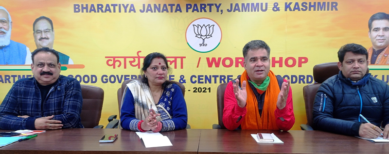BJP leaders at a meeting in Jammu on Wednesday