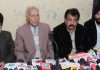 JKAAA office bearers during a press conference at Jammu on Friday. — Excelsior/Rakesh