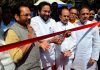 Union Minister of Culture and Tourism G Kishan Reddy, Union Minister of Minority Affairs Mukhtar Abbas Naqvi and Telangana Home Minister Mohammed Mahmood Ali inaugurating the 37th Hunar Haat at NTR Stadium, Indira Park in Hyderabad on Sunday. (UNI)