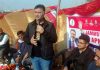Apni Party leader, Vikram Malhotra addressing the public at Sidhra on Monday.