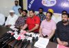 All J&K Transport Welfare Association president, Vijay Singh Chib addressing press conference in Jammu on Sunday. —Excelsior/Rakesh